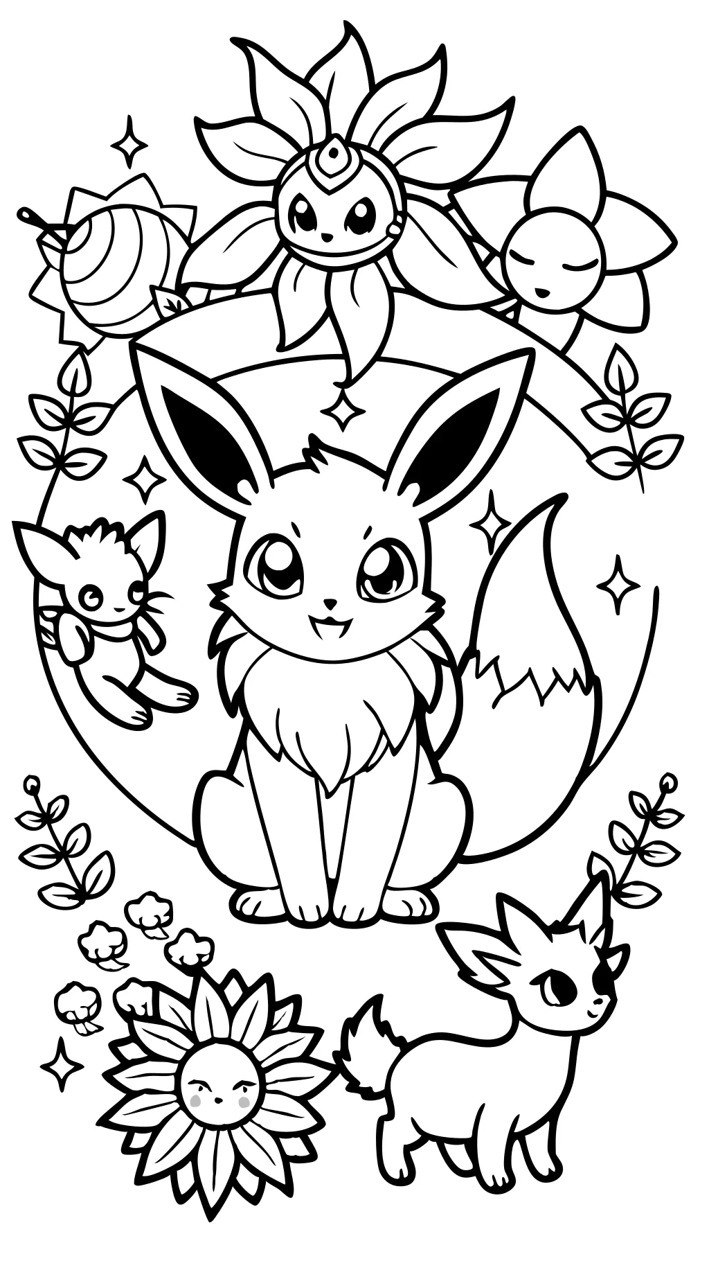 Toda la página para colorear de Eevee Evolutions